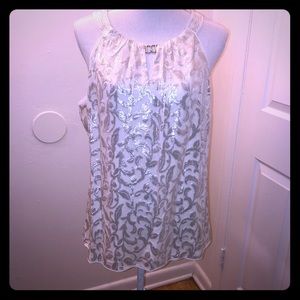 White/Silver Design Dressy Tank